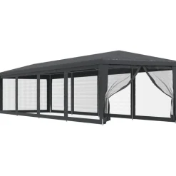 vidaXL Carpa para fiestas 10 paredes malla HDPE gris 3x12m Antracita Sale