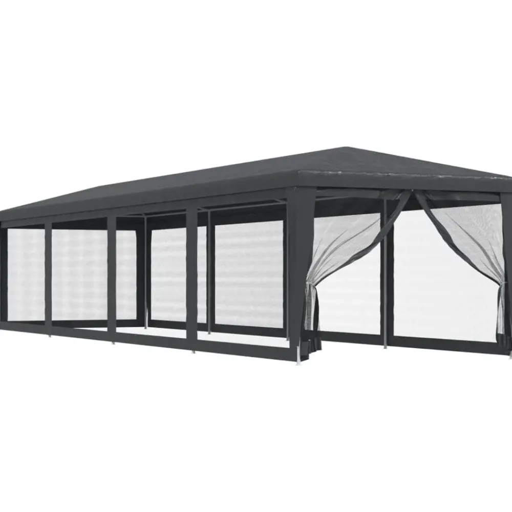 vidaXL Carpa para fiestas 10 paredes malla HDPE gris 3x12m Antracita Sale