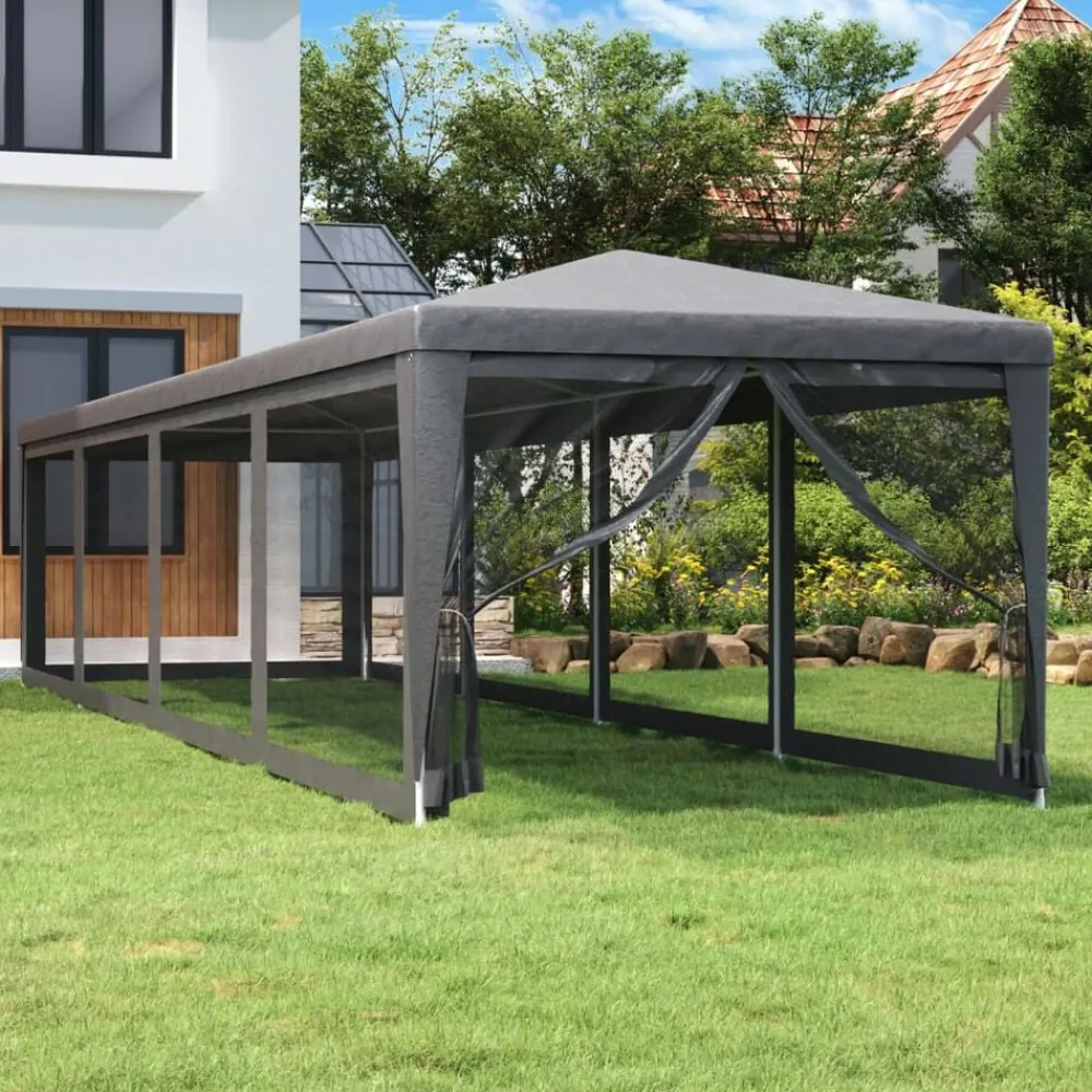 vidaXL Carpa para fiestas 10 paredes malla HDPE gris 3x12m Antracita Sale