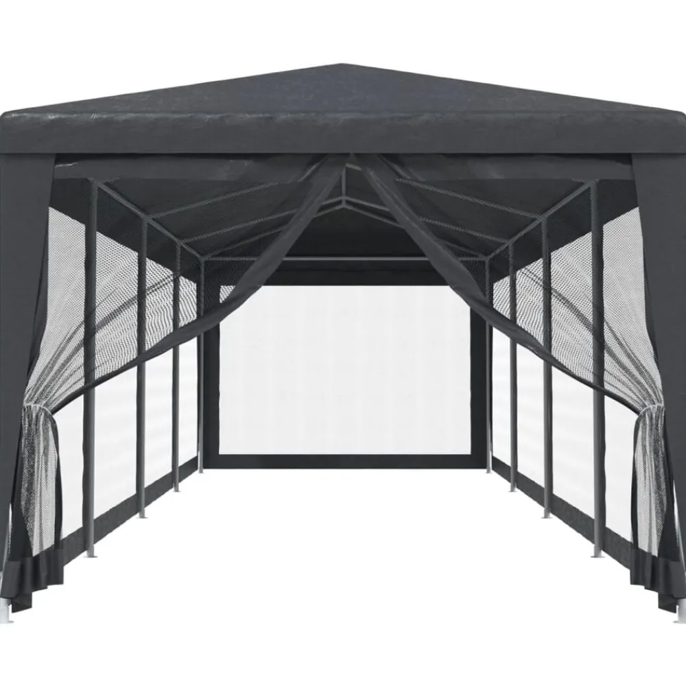 vidaXL Carpa para fiestas 10 paredes malla HDPE gris 3x12m Antracita Sale