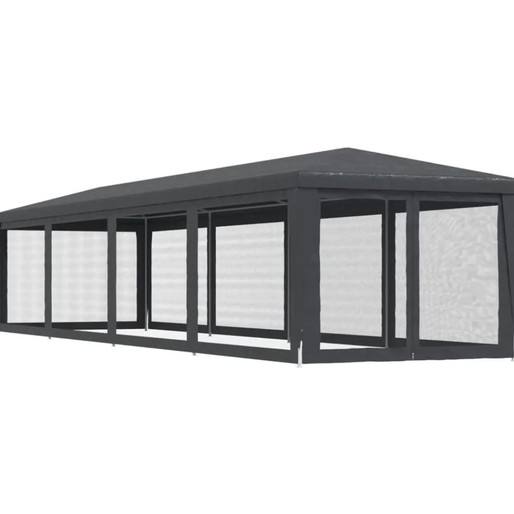 vidaXL Carpa para fiestas 10 paredes malla HDPE gris 3x12m Antracita Sale