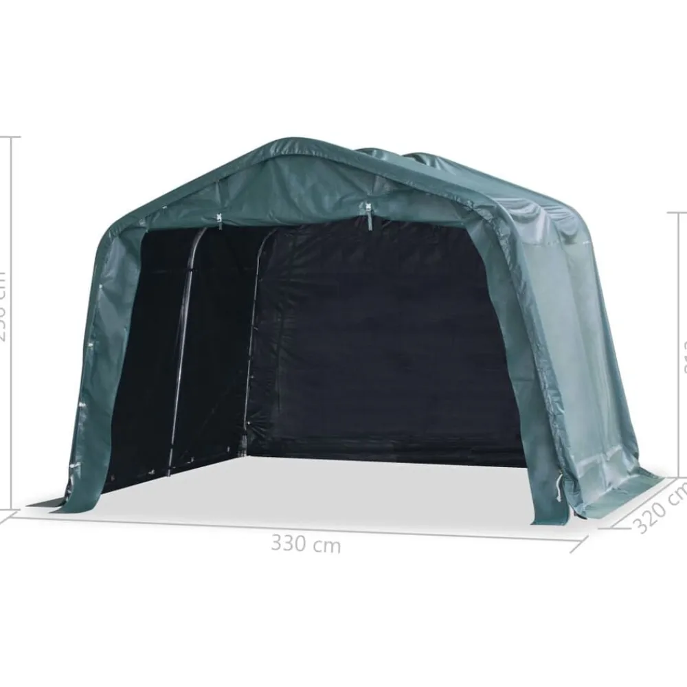 vidaXL Agricultura-Carpa para ganado desmontable PVC verde oscuro 550g/m² 3,3x3,2m
