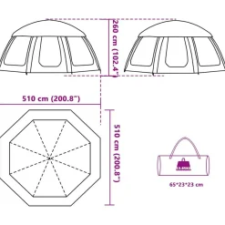 vidaXL Carpa para piscina con desmontables y paredes azul 510x510 cm Gris Best