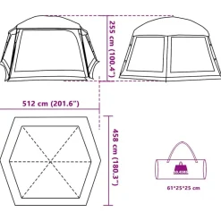vidaXL Carpa para piscina con desmontables y paredes verde 512x458 cm Verde mar Clearance