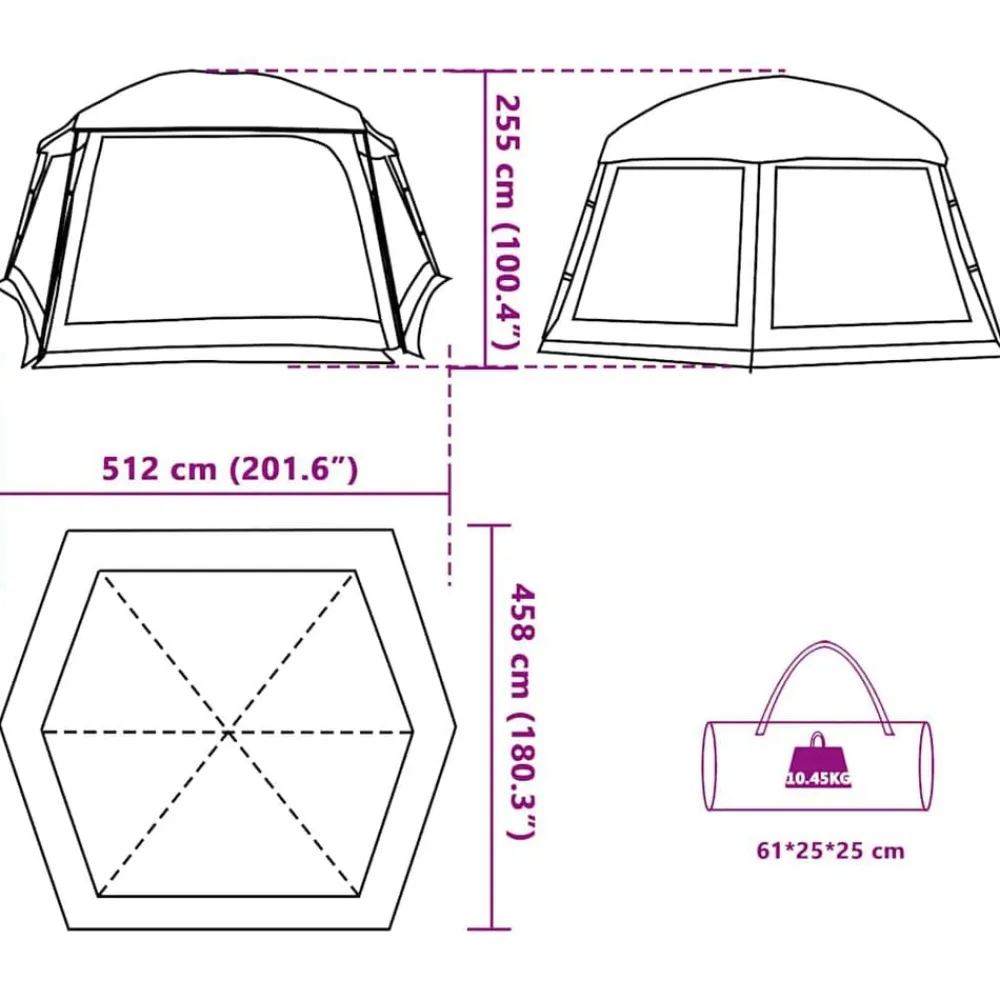 vidaXL Carpa para piscina con desmontables y paredes verde 512x458 cm Verde mar Clearance
