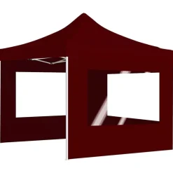 vidaXL Jardín-Carpa plegable profesional y paredes aluminio rojo tinto 3x3m