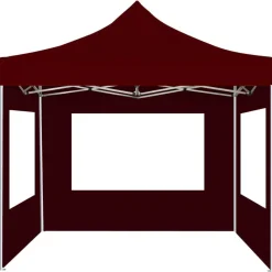 vidaXL Jardín-Carpa plegable profesional y paredes aluminio rojo tinto 3x3m