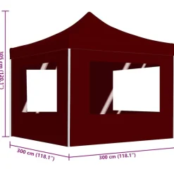 vidaXL Jardín-Carpa plegable profesional y paredes aluminio rojo tinto 3x3m