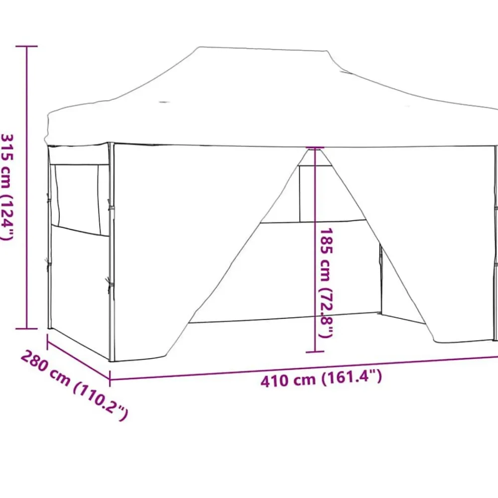 vidaXL Carpa plegable profesional con 4 paredes 280x410x315 cm acero blanco Sale