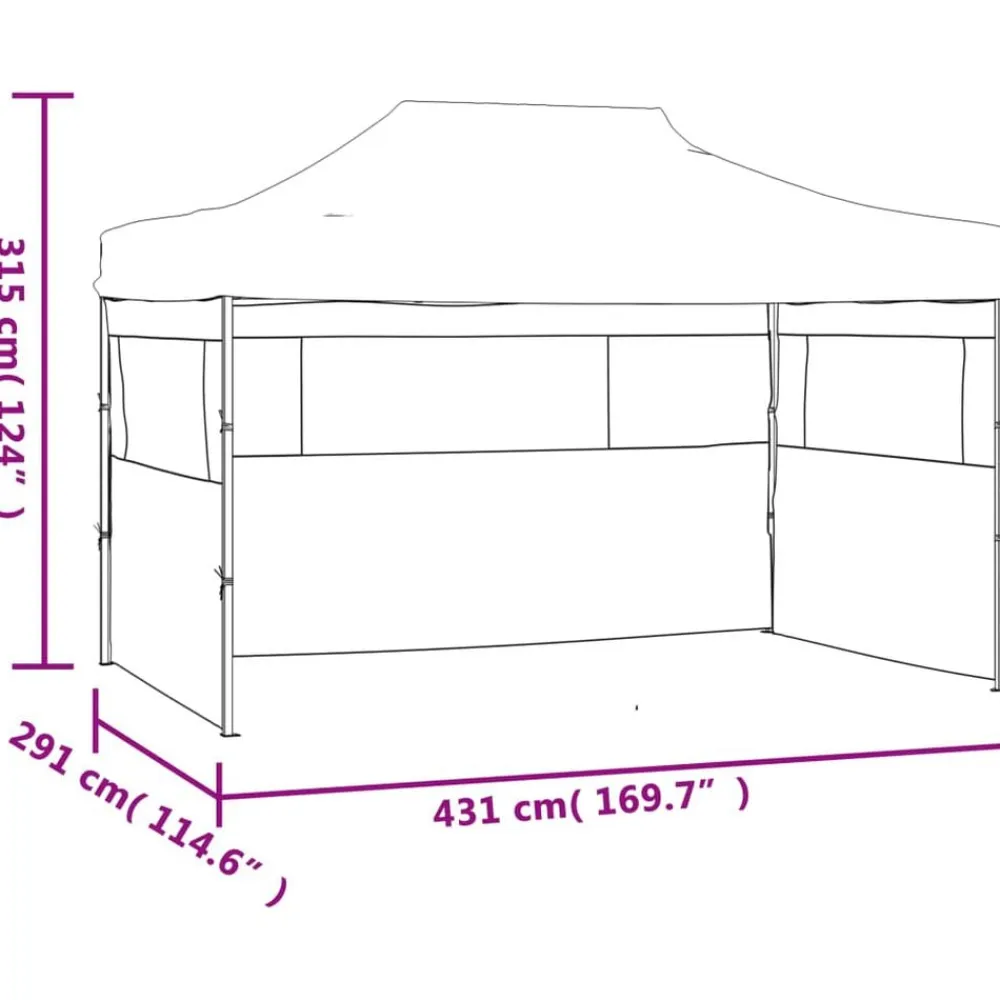 vidaXL Carpa pleglable con 3 paredes 431x291x315 cm gris Antracita Clearance