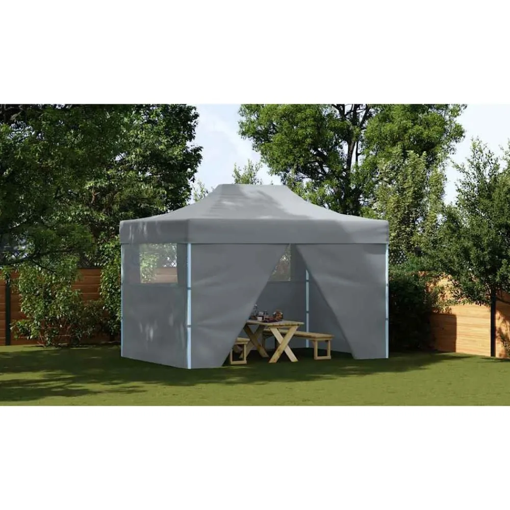 vidaXL Jardín-Carpa pleglable Pop-up con 4 paredes 3x4,5 m gris