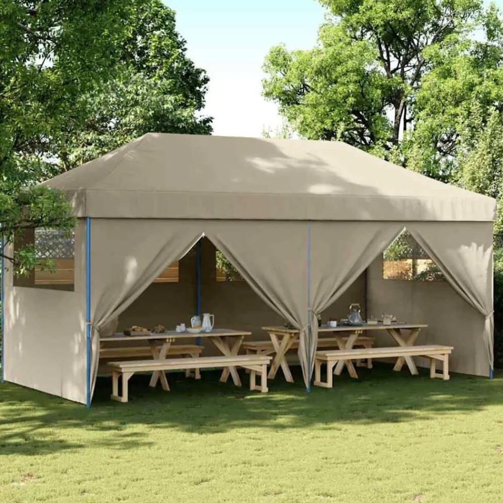 vidaXL Jardín-Carpa Pop-up para fiestas Taupé 580 x 292 x 315 cm Tela Oxford