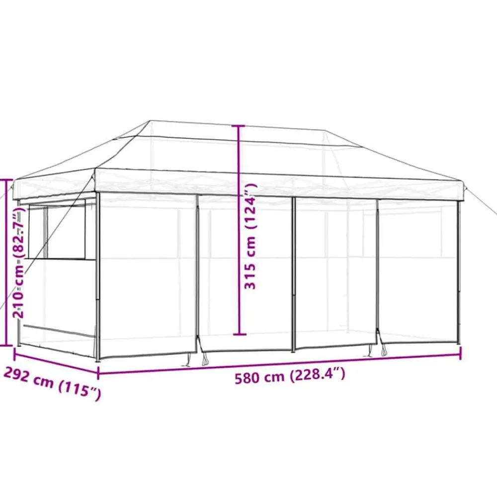 vidaXL Jardín-Carpa Pop-up para fiestas Taupé 580 x 292 x 315 cm Tela Oxford