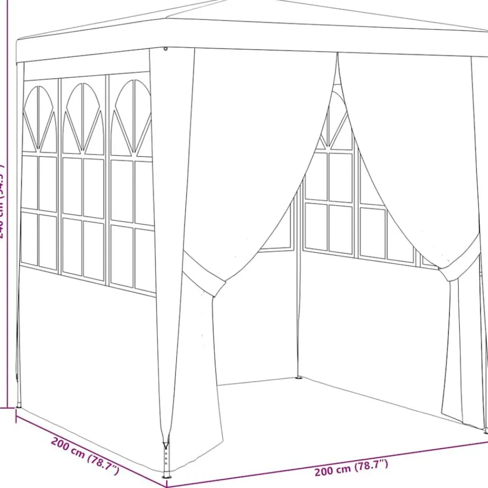 vidaXL Carpa profesional para fiestas con paredes 90 g/m² 2x2 m Blanco Hot