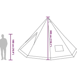 vidaXL Actividades Al Aire Libre-Carpa Tipi con techo 560 x 560 x 300 cm tafetán