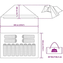 vidaXL Carpa Tipi con techo 660 x 456 x 200 cm tafetán Azul Best