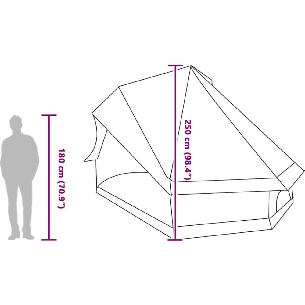 vidaXL Carpa Tipi con techo 400 x 346 x 250 cm tafetán Verde