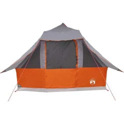 vidaXL Carpa Tipi con techo 358 x 296 x 258 cm tafetán Gris y naranja Clearance