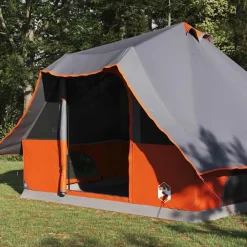vidaXL Carpa Tipi con techo 358 x 296 x 258 cm tafetán Gris y naranja Clearance