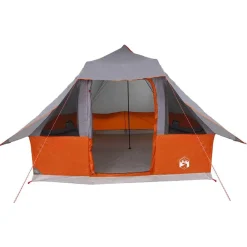 vidaXL Carpa Tipi con techo 358 x 296 x 258 cm tafetán Gris y naranja Clearance
