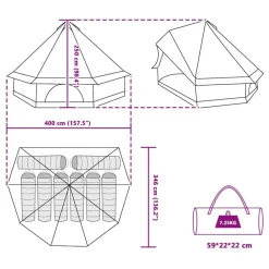 vidaXL Actividades Al Aire Libre-Carpa Tipi con techo 400 x 346 x 250 cm tafetán