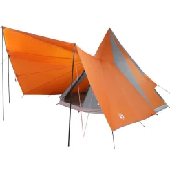 vidaXL Carpa Tipi con techo 510 x 690 x 330 cm tafetán Gris y naranja Best