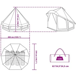 vidaXL Carpa Tipi con techo 404 x 370 x 270 cm tafetán Azul Outlet