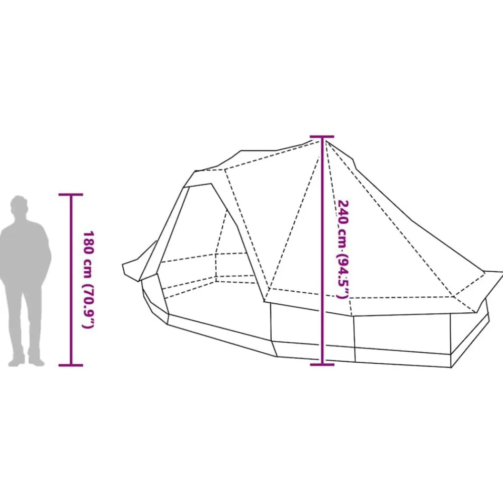vidaXL Actividades Al Aire Libre-Carpa Tipi con techo 466 x 310 x 240 cm tafetán