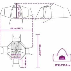 vidaXL Carpa Tipi con techo 492 x 492 x 275 cm tafetán Azul