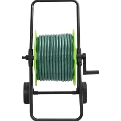 vidaXL Carrete de manguera con set de racores PVC verde 0,5" 30 m New