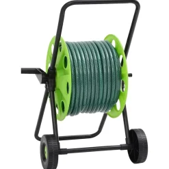 vidaXL Carrete de manguera con set de racores PVC verde 0,5