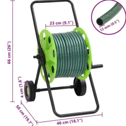 vidaXL Carrete de manguera con set de racores PVC verde 0,5