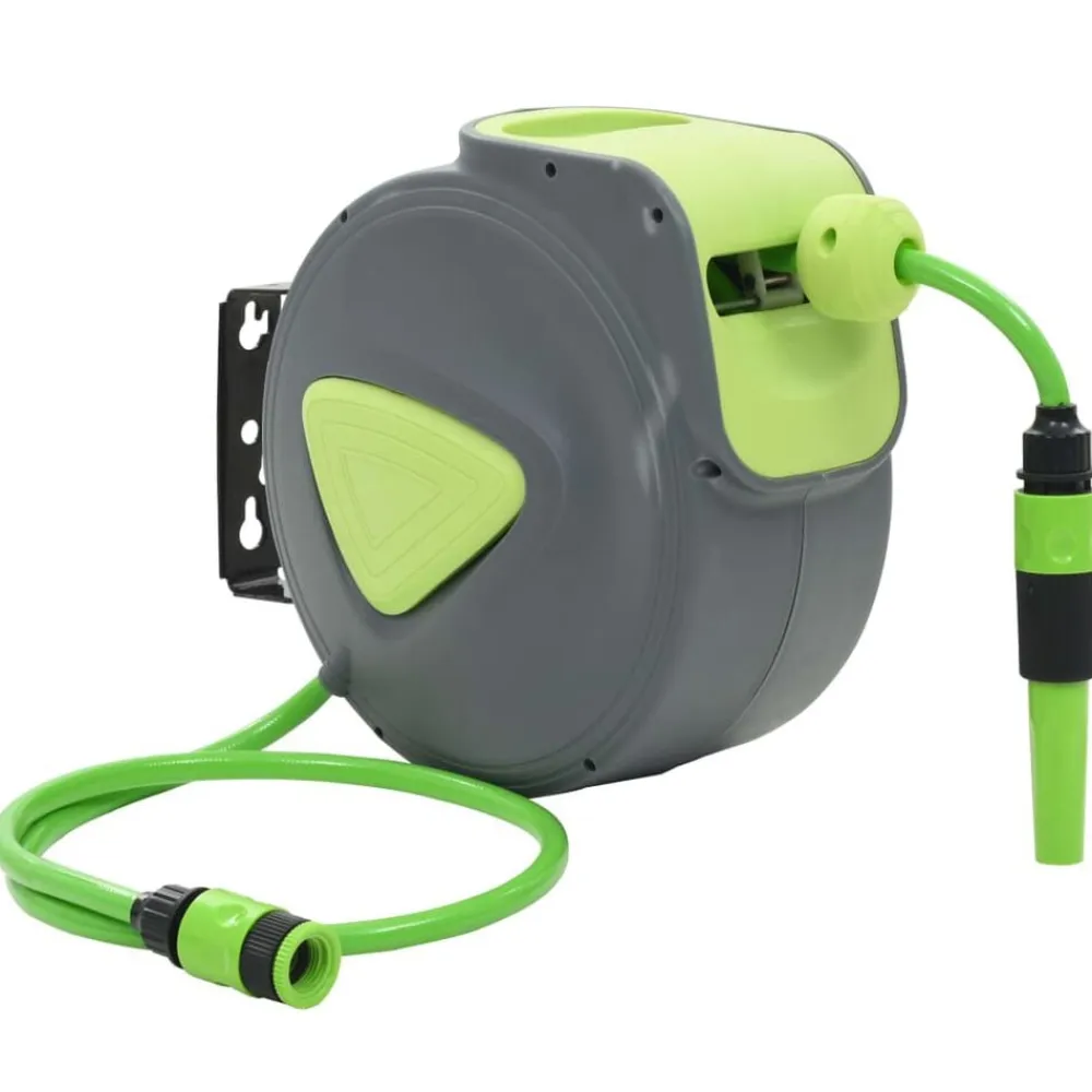 vidaXL Carrete de manguera retráctil automático de pared 10+1 m Discount