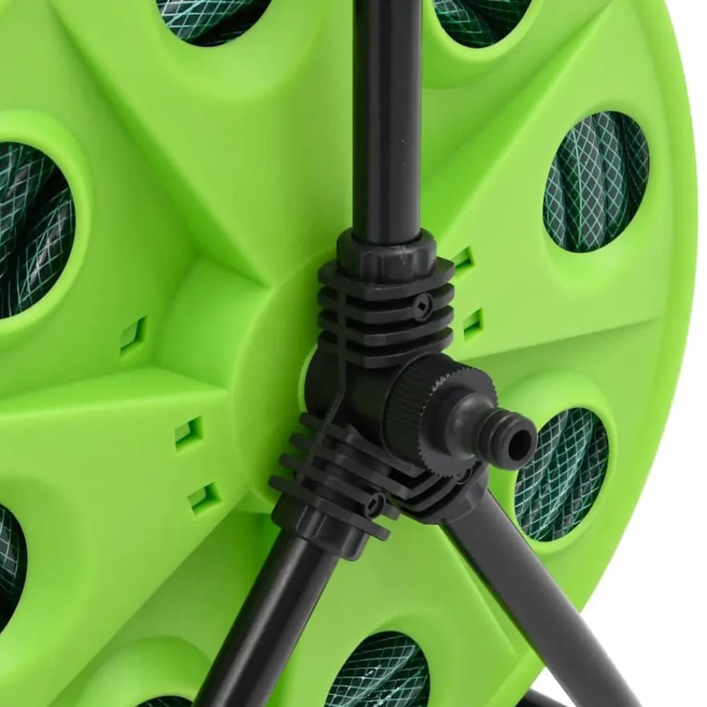 vidaXL Accesorios De Bricolaje-Carrete de manguera de pie con set racores PVC verde 0,5" 20 m