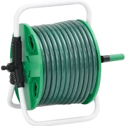 vidaXL Carrete de rollo para manguera de pie PVC verde 20 m Clearance