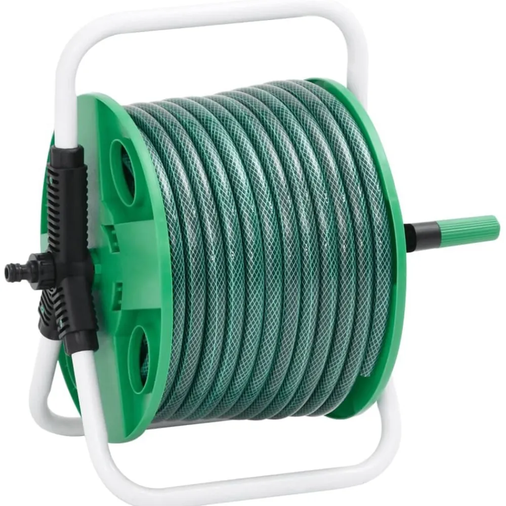 vidaXL Carrete de rollo para manguera de pie PVC verde 20 m Clearance