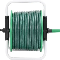 vidaXL Carrete de rollo para manguera de pie PVC verde 20 m Clearance