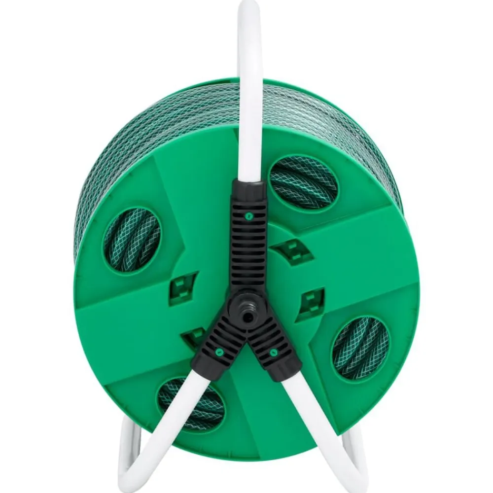 vidaXL Carrete de rollo para manguera de pie PVC verde 20 m Clearance