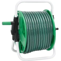 vidaXL Carrete de rollo para manguera de pie PVC verde 20 m Clearance
