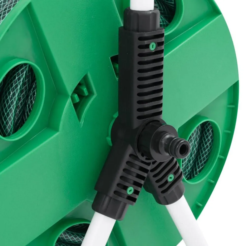 vidaXL Carrete de rollo para manguera de pie PVC verde 20 m Clearance