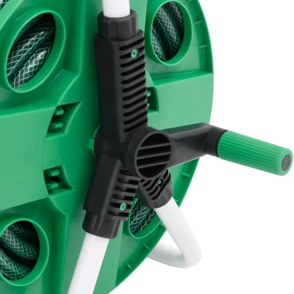 vidaXL Carrete de rollo para manguera de pie PVC verde 20 m Clearance