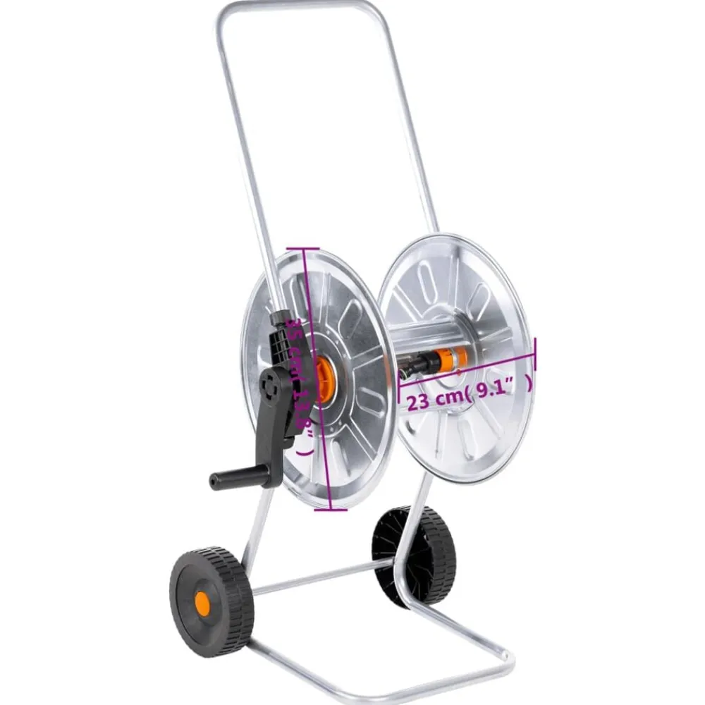 vidaXL Carrete de rollo para manguera de 50 m 1/2" o 35 m 3/4" acero Best