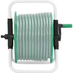 vidaXL Carrete de rollo para manguera de pie acero verde 45 m 1/2" Sale