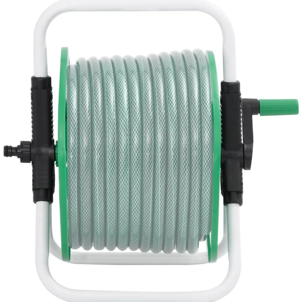 vidaXL Carrete de rollo para manguera de pie acero verde 45 m 1/2" Sale