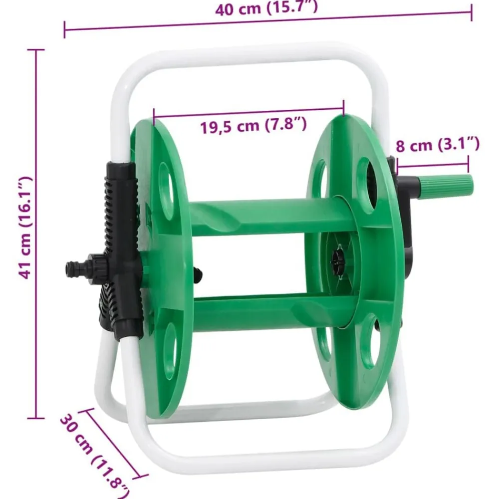 vidaXL Carrete de rollo para manguera de pie acero verde 45 m 1/2" Sale