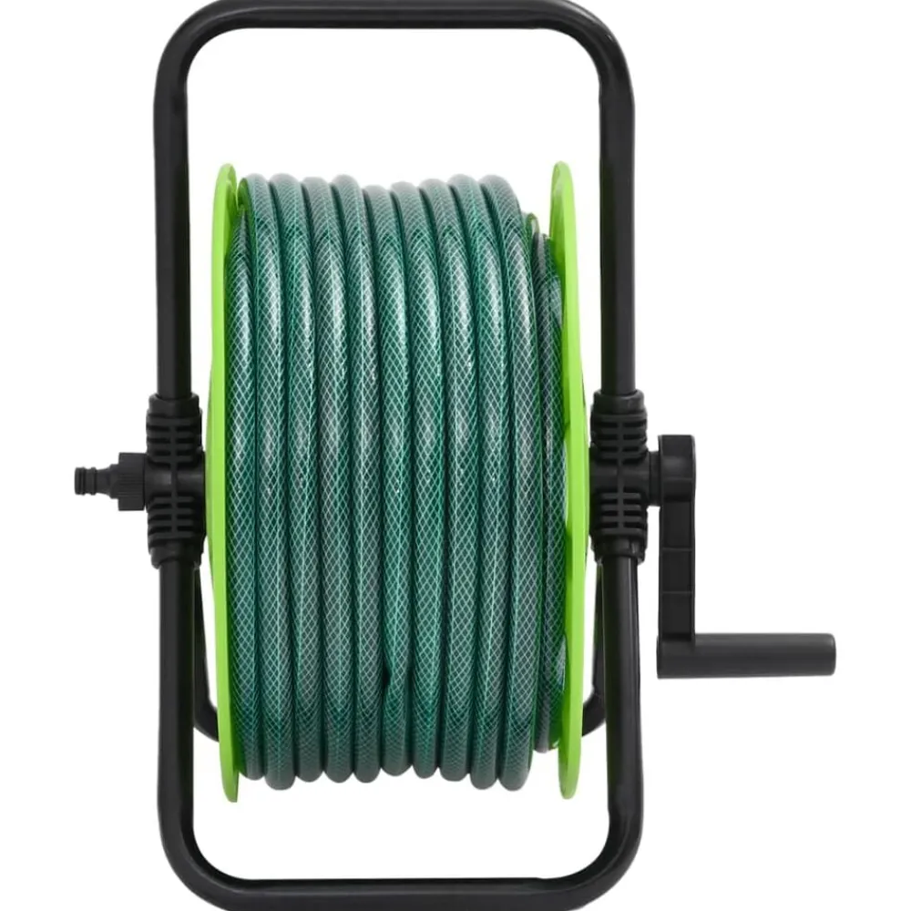 vidaXL Accesorios De Bricolaje-Carrete de rollo para manguera de pie PVC verde 20 m