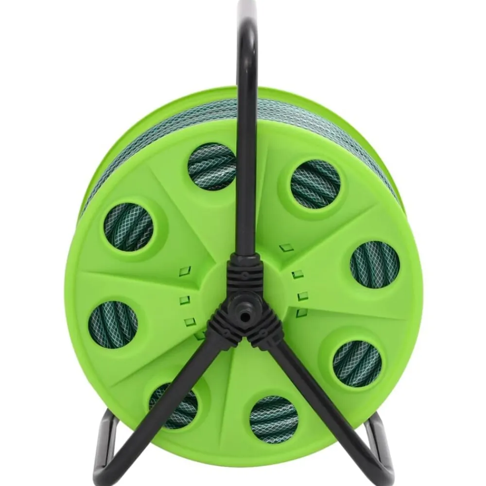 vidaXL Accesorios De Bricolaje-Carrete de rollo para manguera de pie PVC verde 20 m
