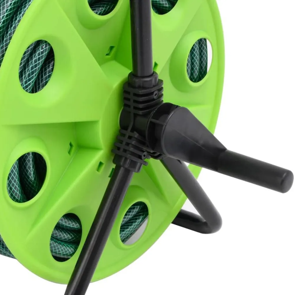 vidaXL Accesorios De Bricolaje-Carrete de rollo para manguera de pie PVC verde 20 m