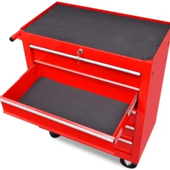 vidaXL Carrito caja de herramientas 5 cajones Rojo