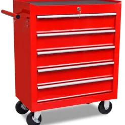 vidaXL Carrito caja de herramientas 5 cajones Rojo